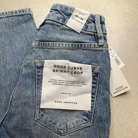 Good American Good Curve Skinny Crop 24 Blue 697 NWT - Picture 3 of 7